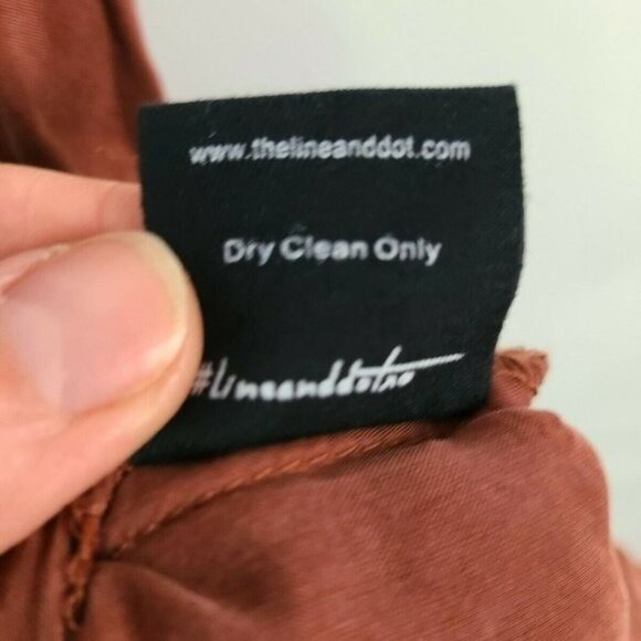 Line & Dot Woment Top Small Brown Button Up Long Sleeve Minimalist Shirt - Picture 8 of 8